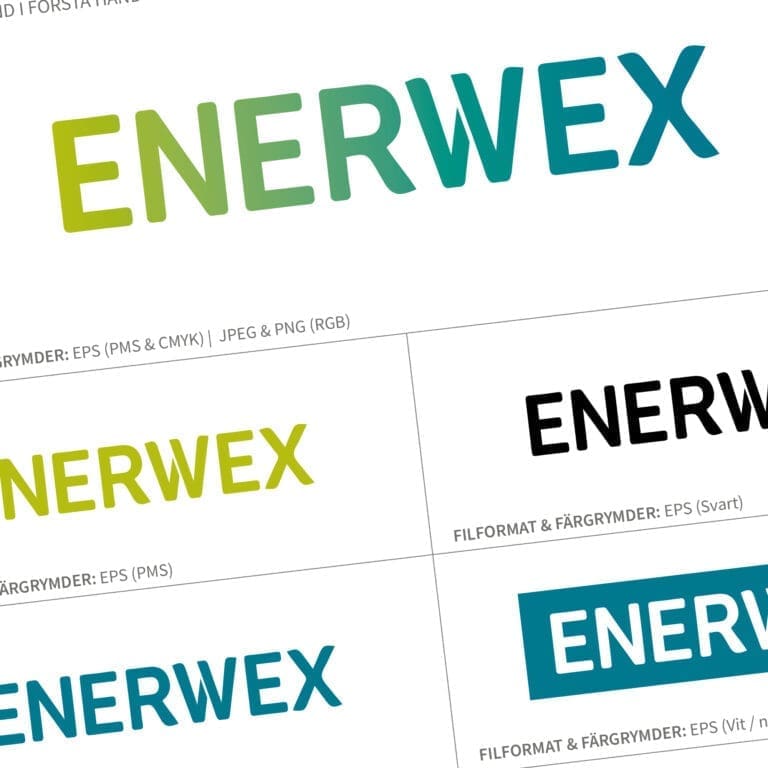 Logotyp f&ouml;r Enerwex i V&auml;xj&ouml; framtagen av &Ouml;stling Creative AB.
